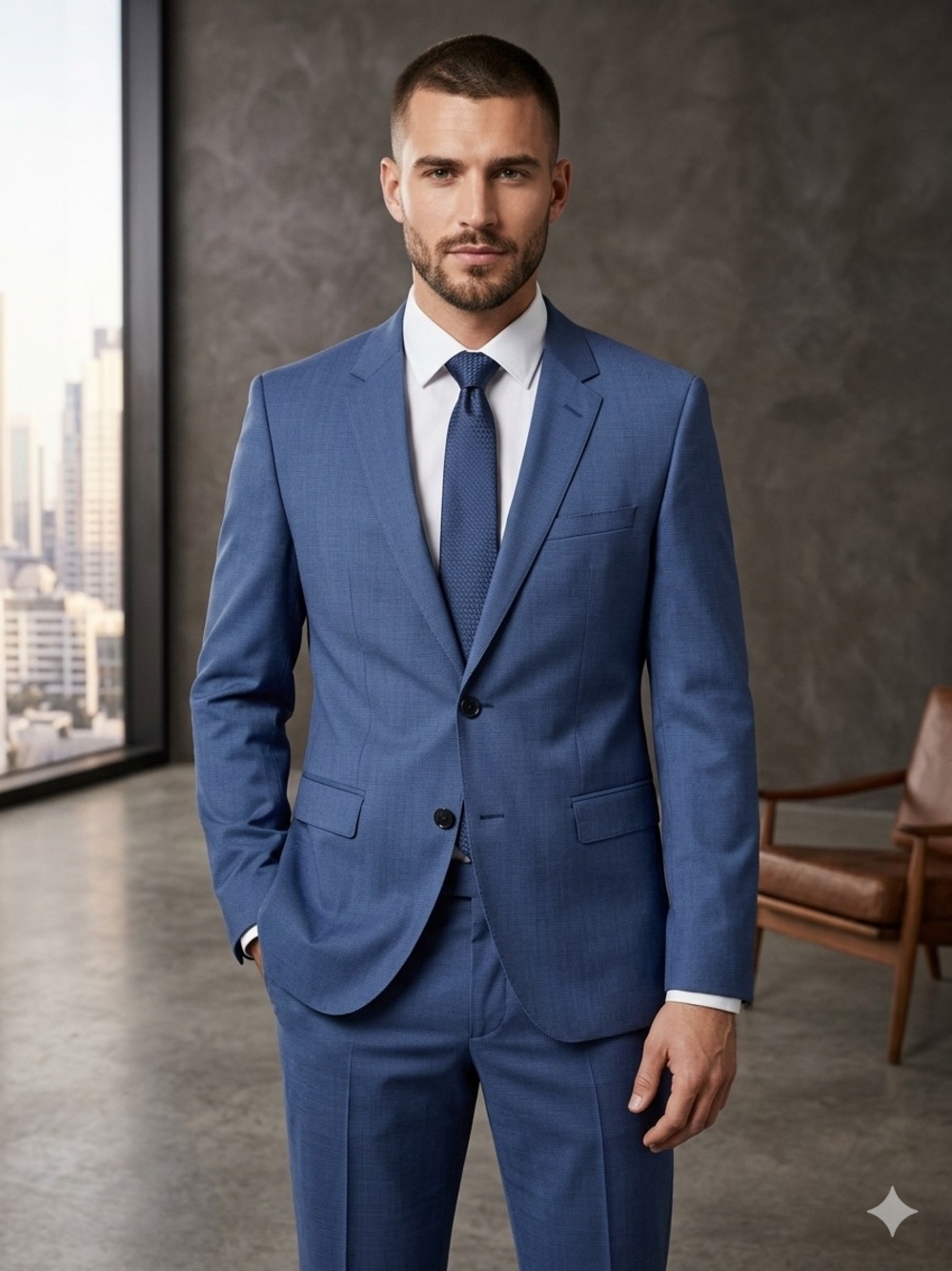 Hugo Boss Blue Two-Piece Wool Suit